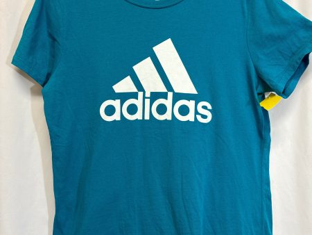 Athletic Top Short Sleeve By Adidas In Blue, Size: L Fashion