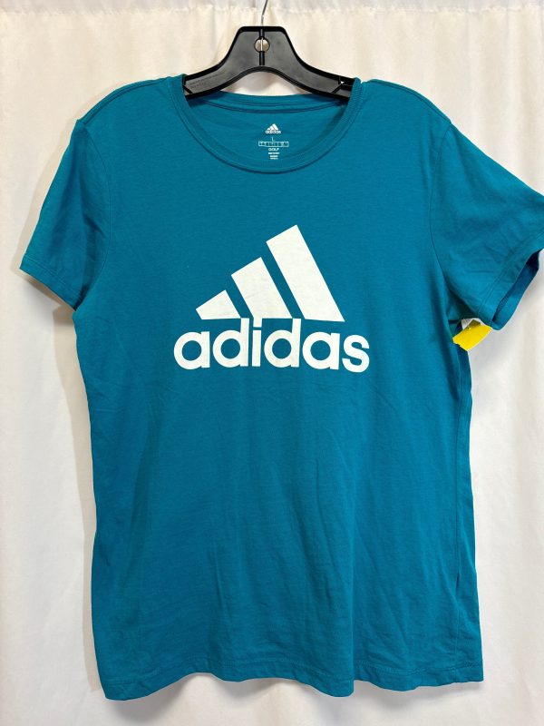 Athletic Top Short Sleeve By Adidas In Blue, Size: L Fashion