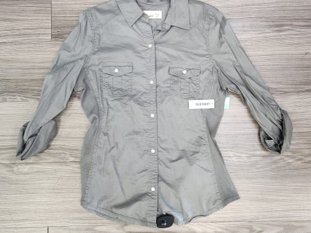 Blouse Long Sleeve By Old Navy In Grey, Size: M Cheap