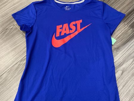 Athletic Top Short Sleeve By Nike In Blue & Orange, Size: M Online Sale