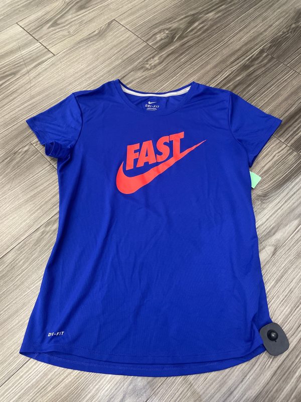 Athletic Top Short Sleeve By Nike In Blue & Orange, Size: M Online Sale