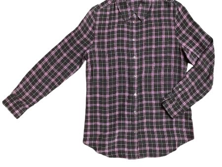 Blouse Long Sleeve By Equipment In Plaid Pattern, Size: M For Cheap