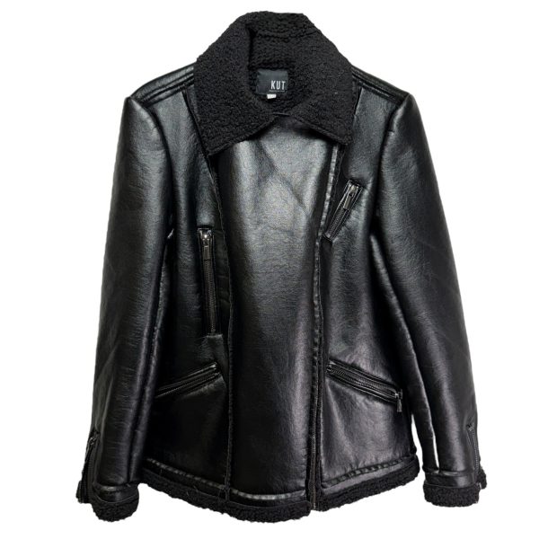 Orla Vegan Leather Jacket Faux Fur & Sherpa By Kut From The Kloth In Black, Size: S For Discount