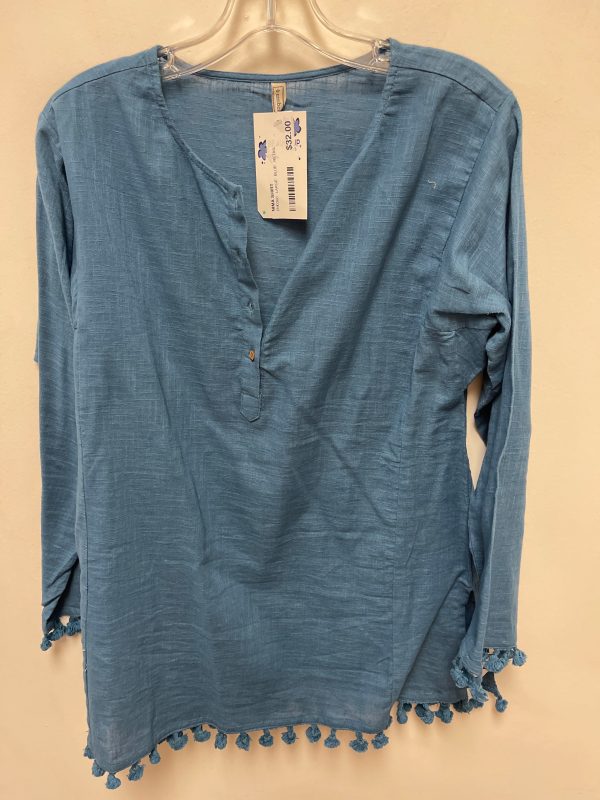 Tunic Long Sleeve By Clothes Mentor In Blue, Size: L For Discount