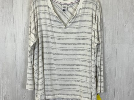 Top Long Sleeve Basic By Cabi In Grey & White, Size: L Hot on Sale