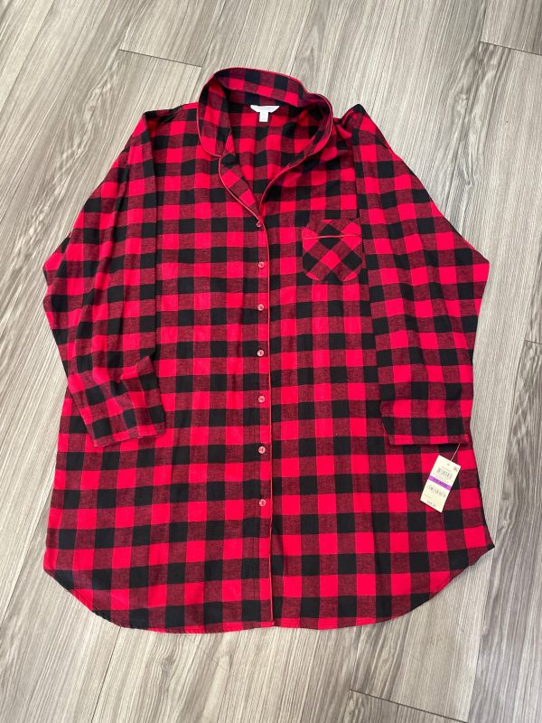 Plaid Pattern Top Long Sleeve Charter Club, Size Xxl Cheap