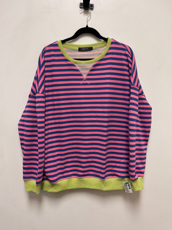 Sweatshirt Collar By Clothes Mentor In Striped Pattern, Size: L Cheap