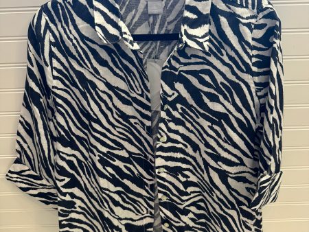 Blouse 3 4 Sleeve By Chicos In Black & White, Size: S Discount