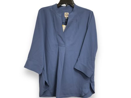 Blouse 3 4 Sleeve By Anne Klein In Blue, Size: M Hot on Sale