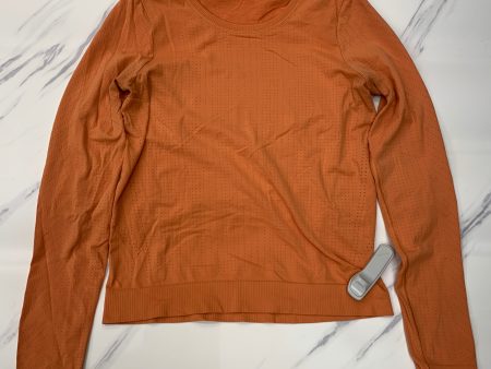 Athletic Top Long Sleeve Collar By Lululemon In Orange, Size: 8 For Sale