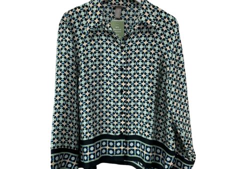 Blouse Long Sleeve By H&m In Blue & Green, Size: M Online Sale